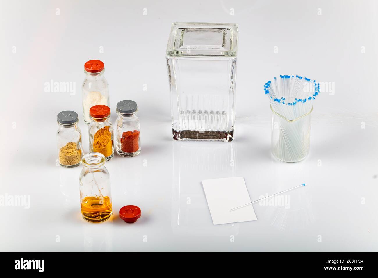 TLC equipments include, capillaries, silica gel, jar and compounds