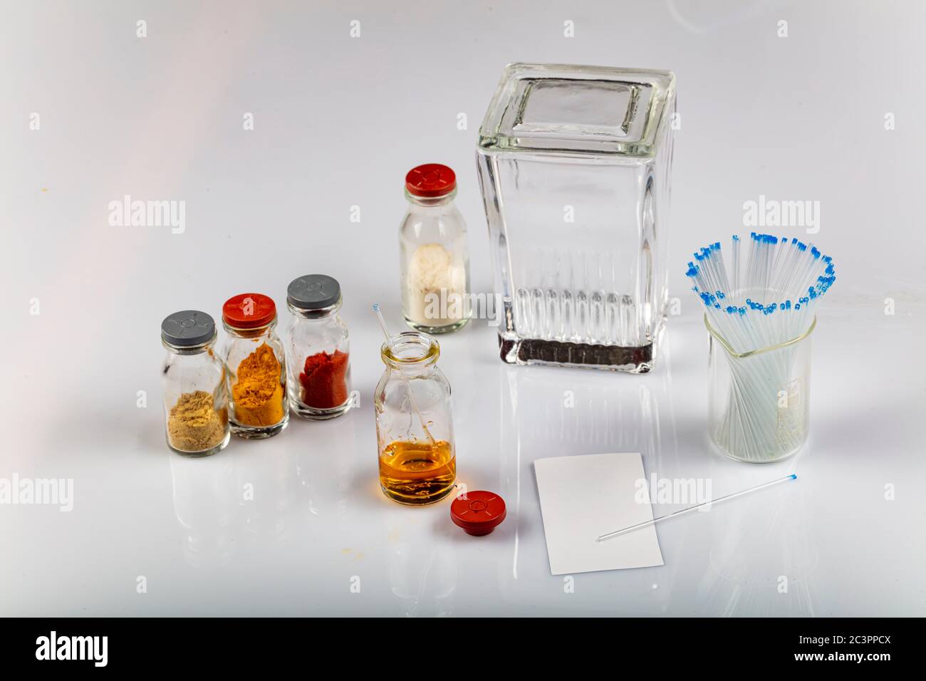 TLC equipments include, capillaries, silica gel, jar and compounds