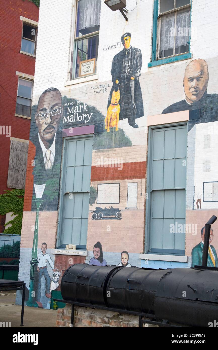 Political mural on West Liberty Street,Cincinnati, Ohio, USA Stock Photo