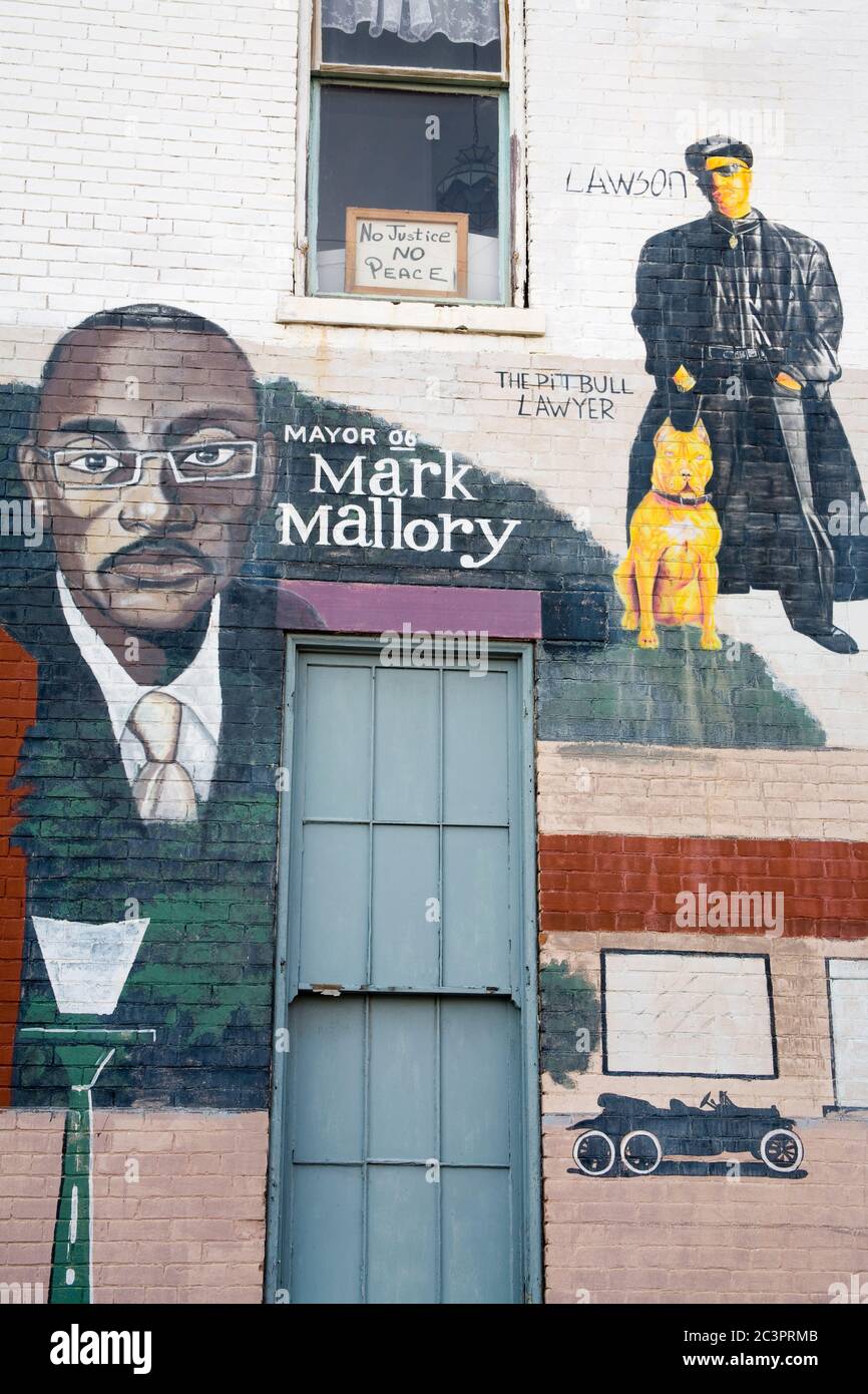 Political mural on West Liberty Street,Cincinnati, Ohio, USA Stock Photo
