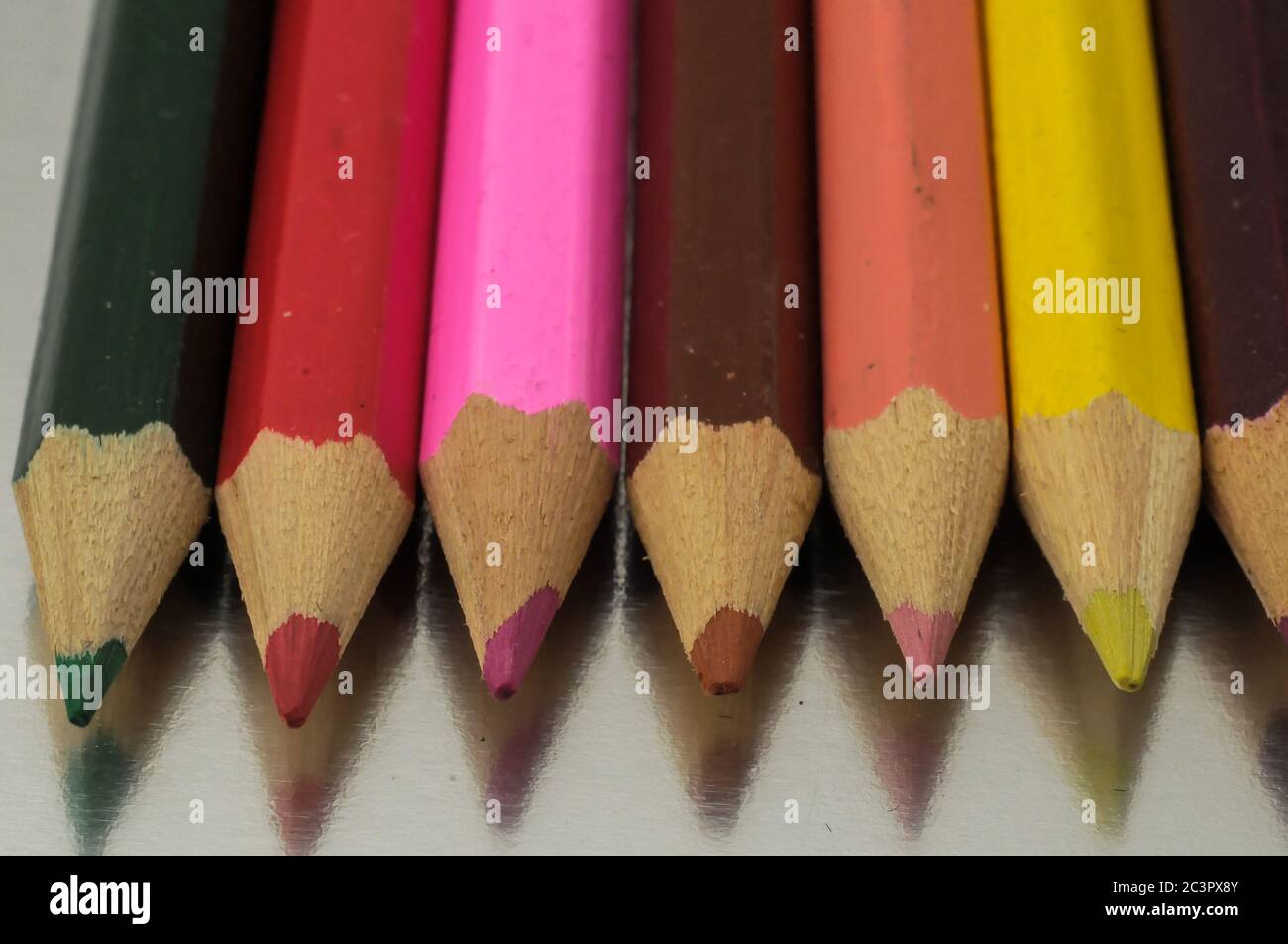 New Pencils Textured Set on a Colored Background Stock Photo