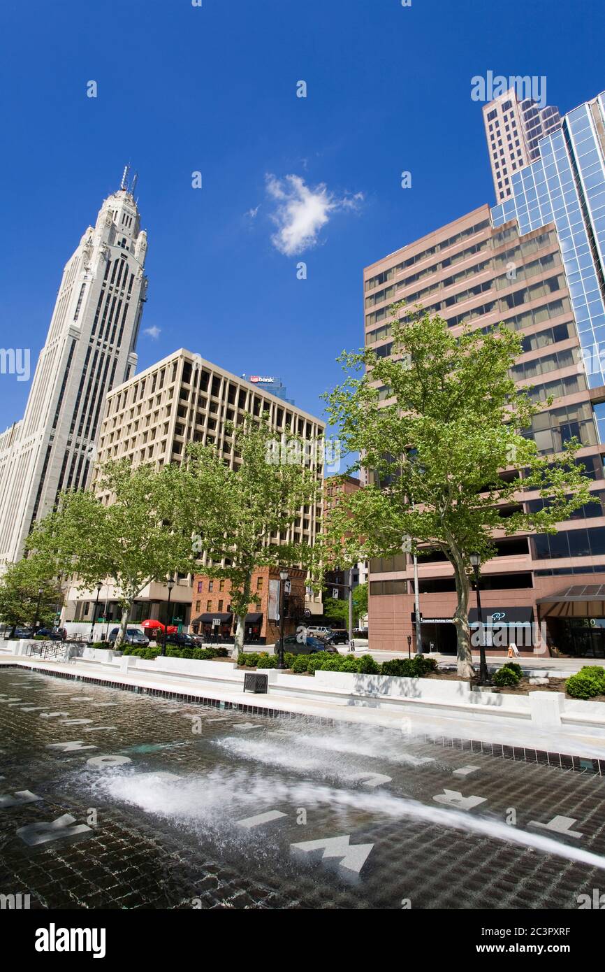 Fountain outside the Ohio Judicial Center,Columbus,Ohio,USA Stock Photo