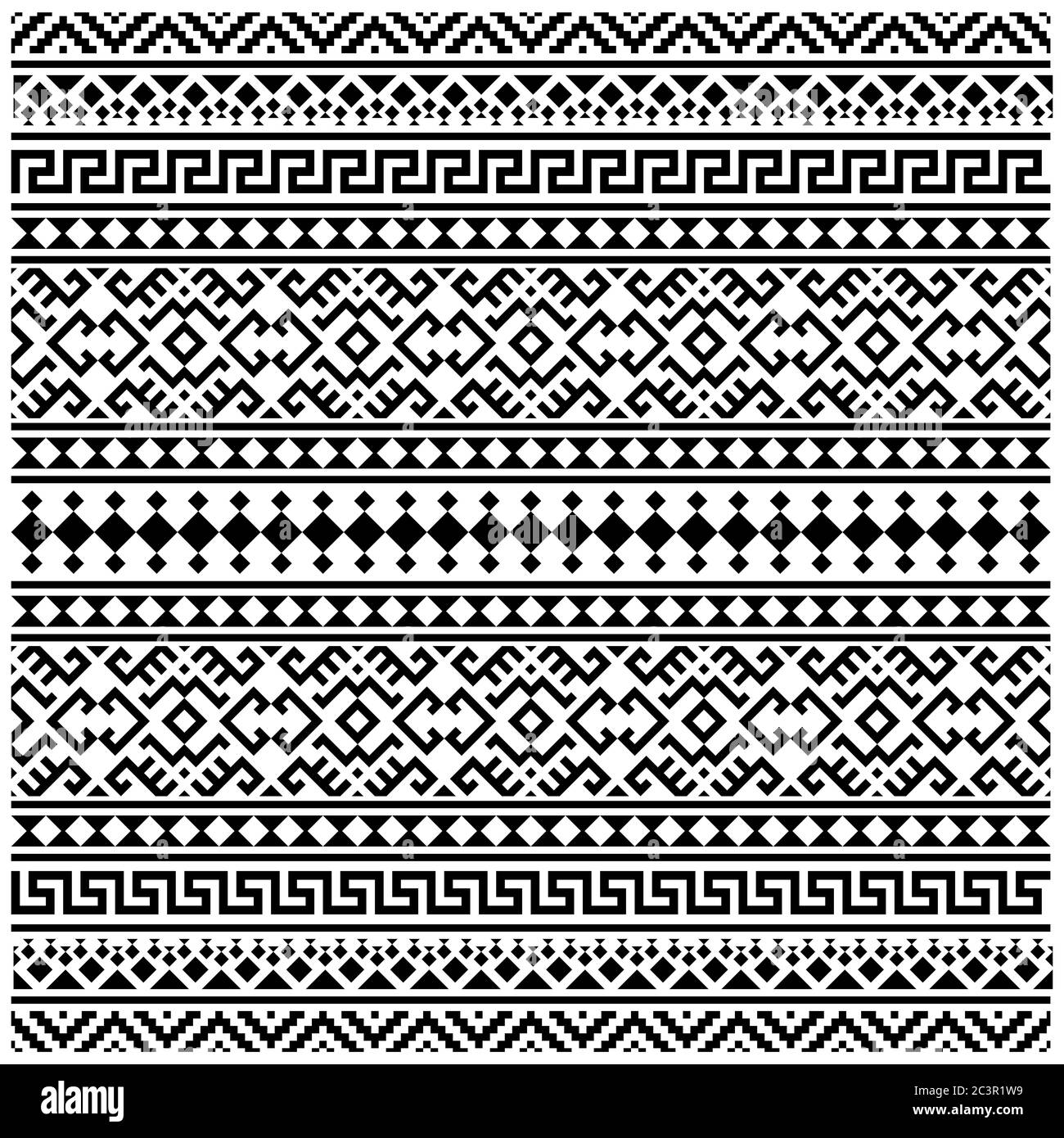 Seamless ethnic pattern. Traditional tribal pattern in black and white ...