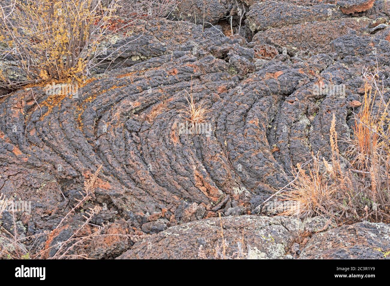 Hardened Pahoehoe Lava in El Malpais National Monument in New Mexico Stock Photo