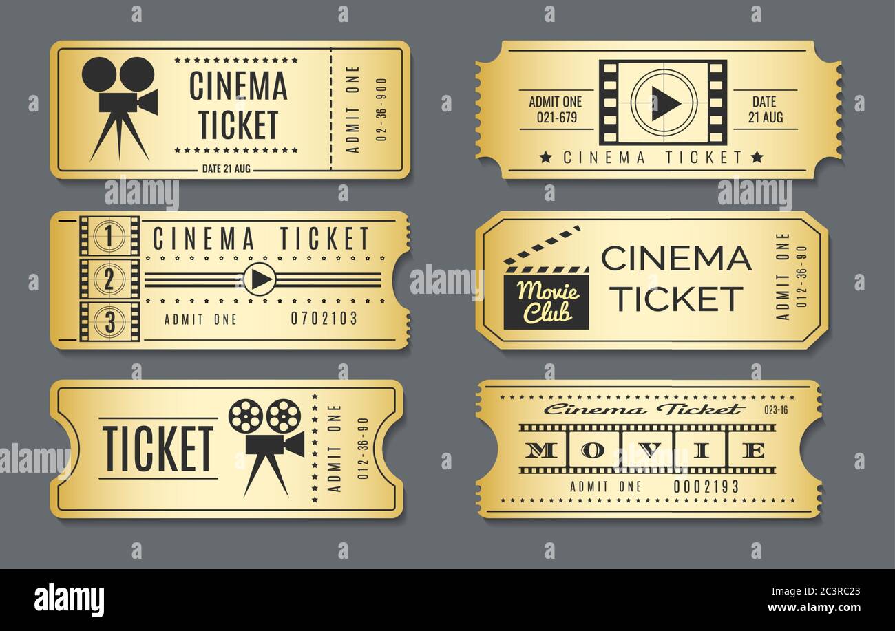Cardboard vintage cinema tickets Stock Vector