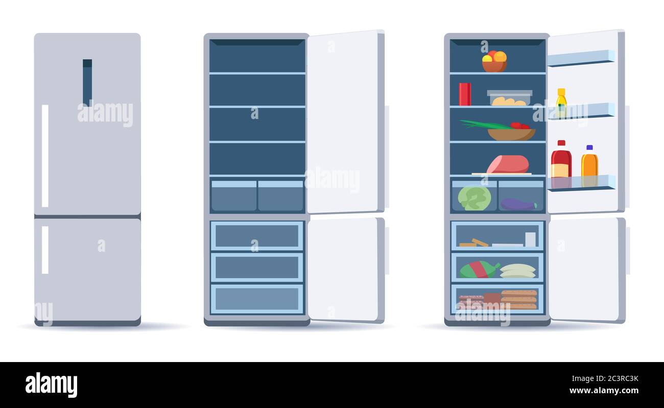 Flat refrigerators set Stock Vector