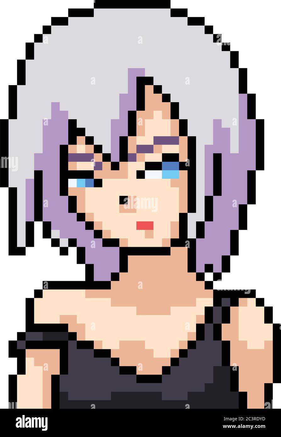 Vector Pixel Art Anime Girl Isolated Stock Vector (Royalty Free