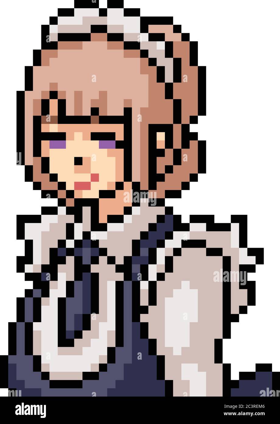 Premium Vector | Big set of pixel cute female students school uniform retro anime  character