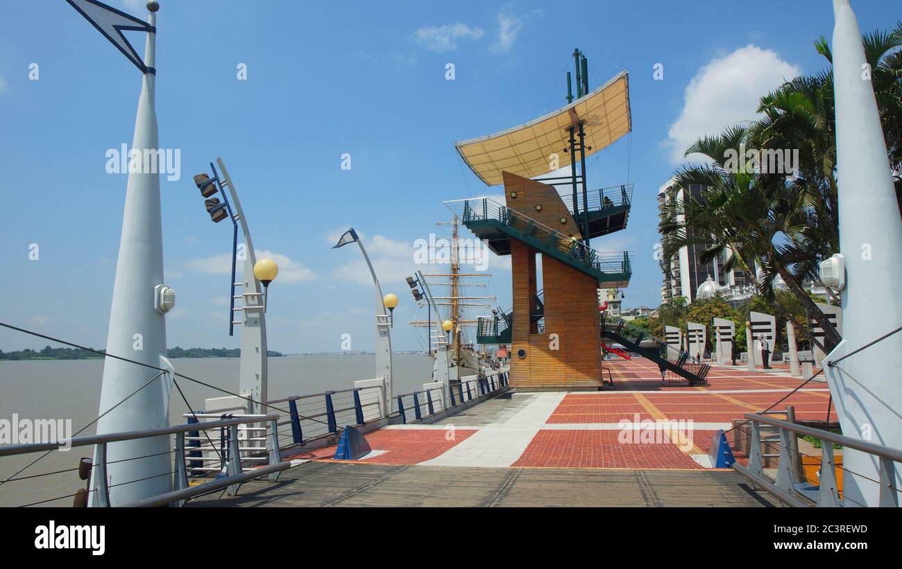 Guayaquil, Guayas / Ecuador - September 4 2016: View of Malecon 2000 facilities. This is a project of urban regeneration of the old Malecon Simon Boli Stock Photo