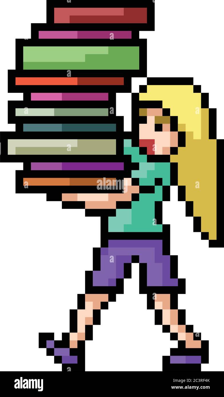 vector pixel art anime girl isolated cartoon Stock Vector Image & Art -  Alamy