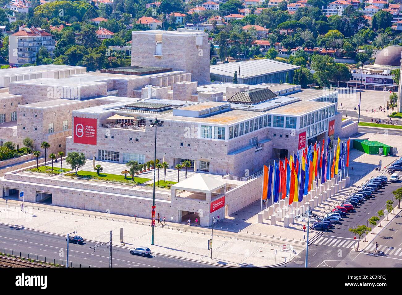 CCB in Lisbon - Cultural Centre of Belem - aerial view Stock Photo 