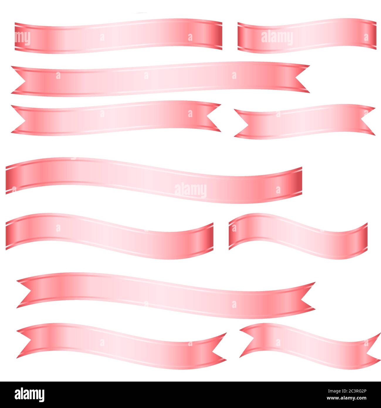 The illustration of pink ribbons isolated on a white background Stock ...