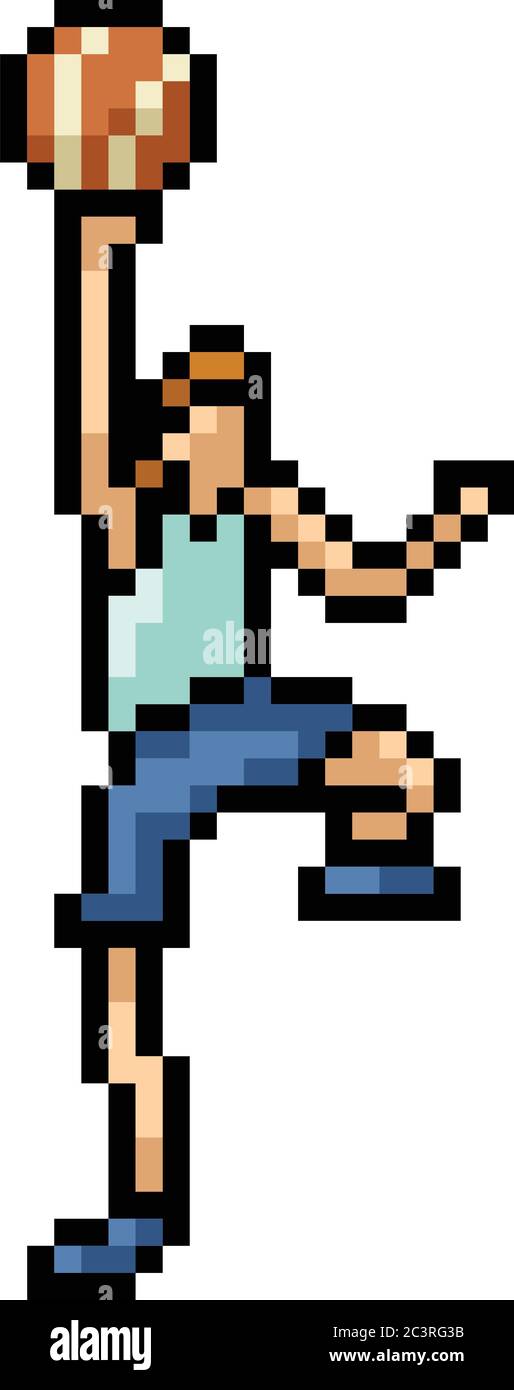 vector pixel art basketball player isolated cartoon Stock Vector Image & Art  - Alamy