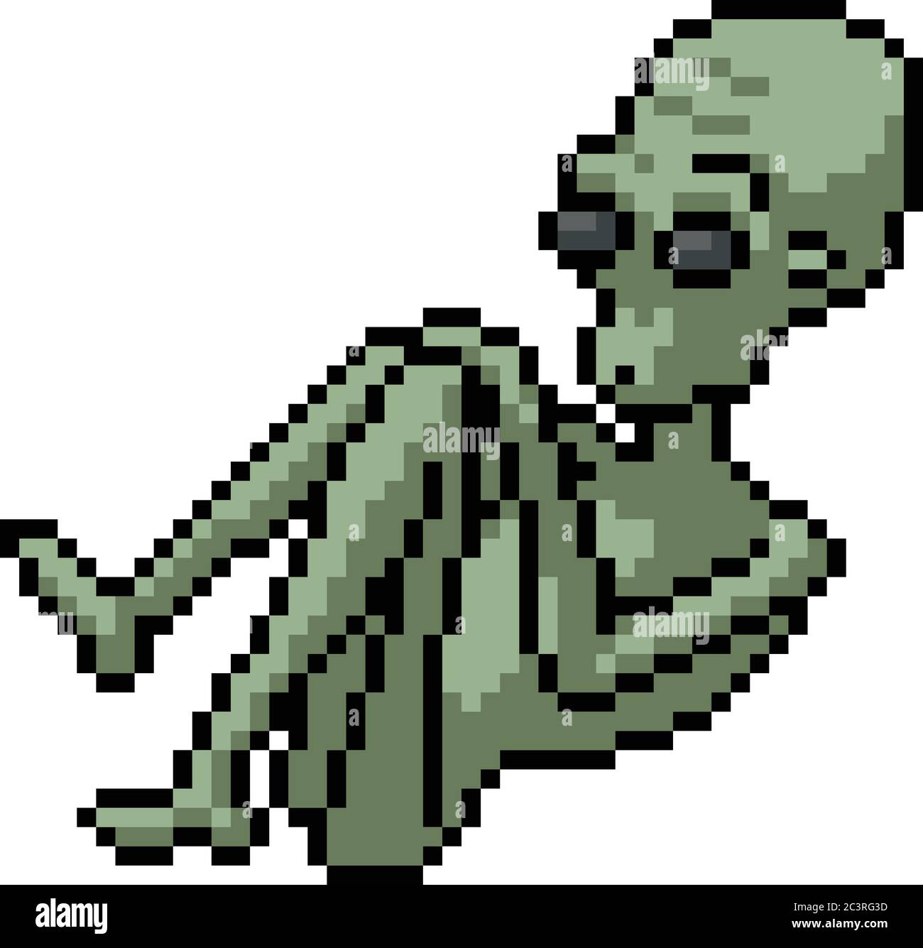 vector pixel art alien corpse isolated cartoon Stock Vector