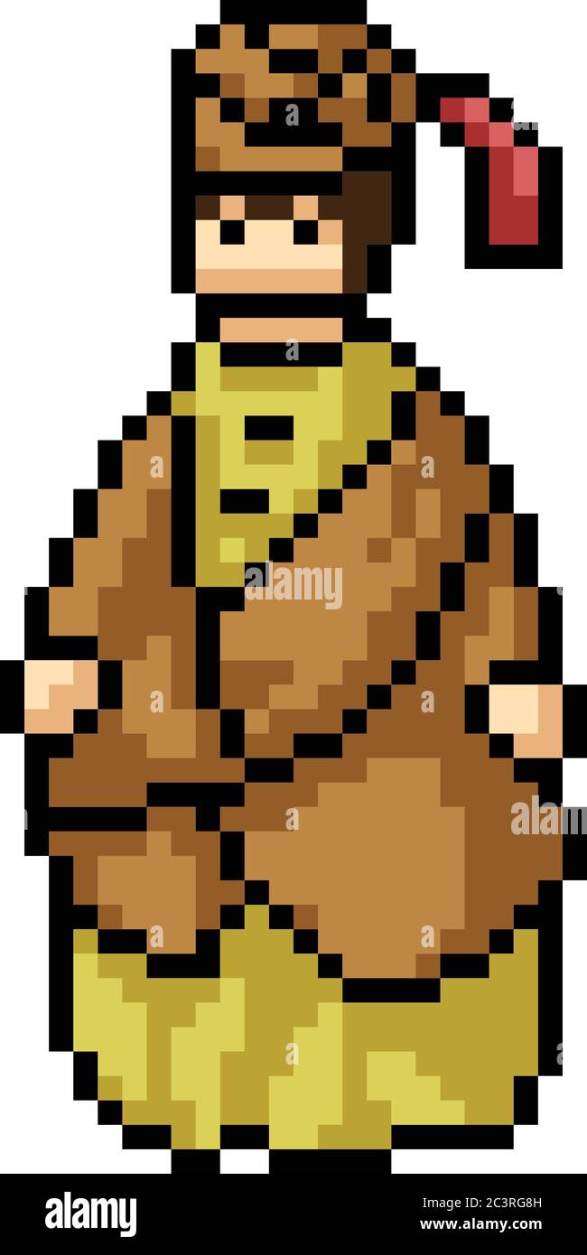 vector pixel art monk doll isolated cartoon Stock Vector Image & Art