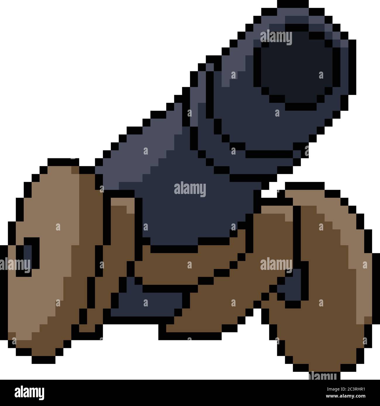 vector pixel art cannon isolated cartoon Stock Vector