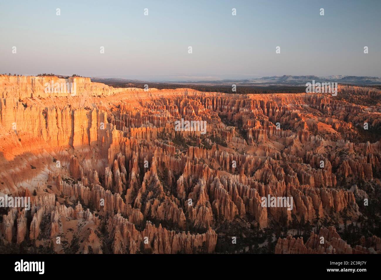 Sunrise view of the pink rock formations of Bryce Canyon National Park Stock Photo
