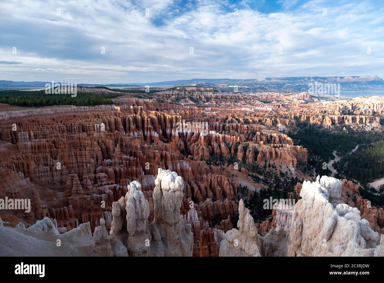 Daytime view of the amphitheater in soft light at Bryce Canyon National Park Stock Photo