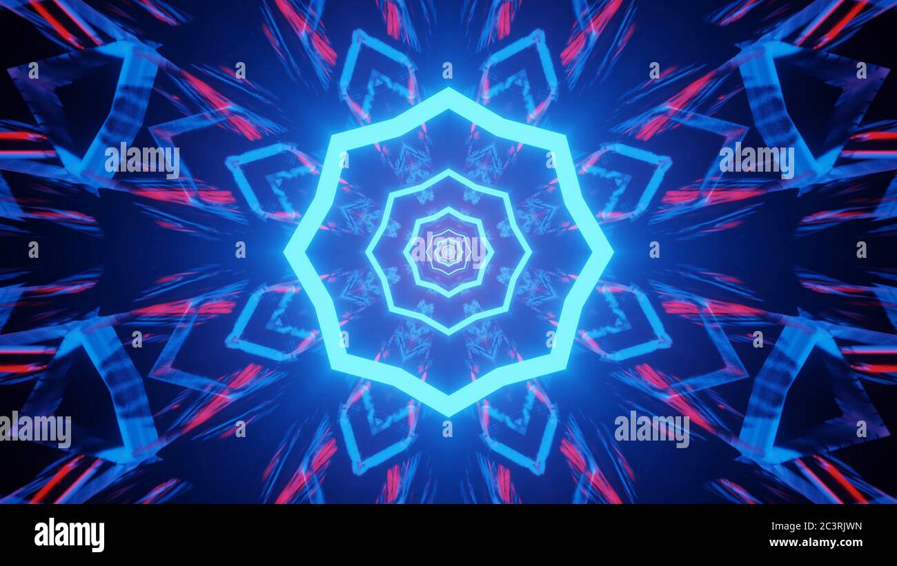 3D rendering of a futuristic background with colorful laser lights ...