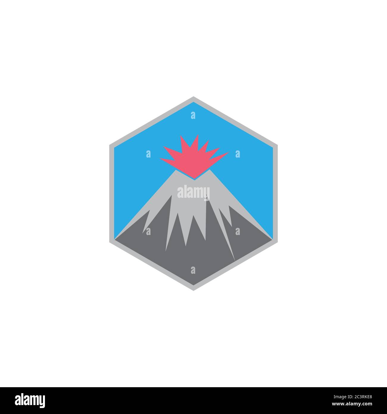 volcano mountain hexagon colorful simple logo Stock Vector