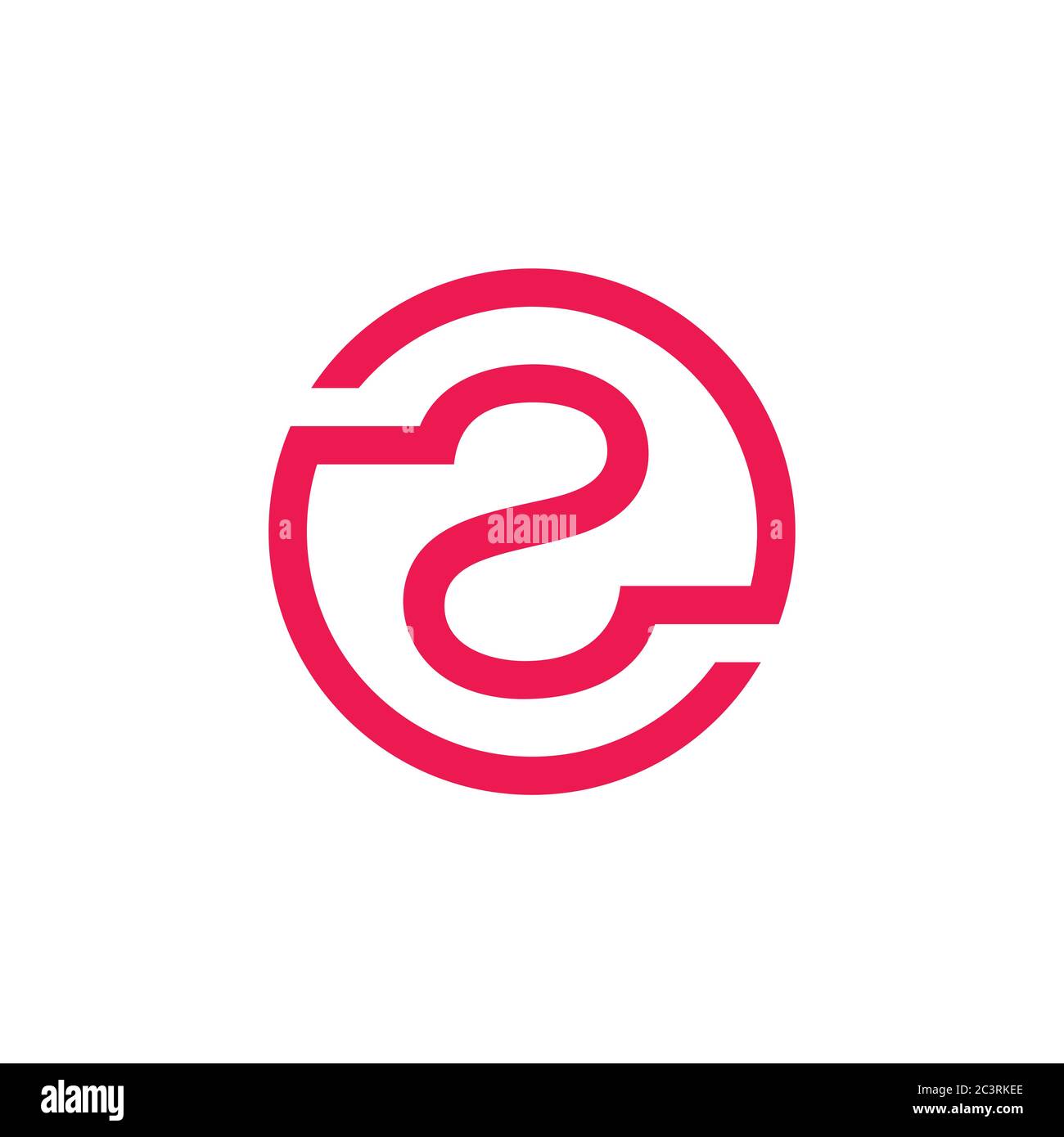 number two circle linked linear logo vector Stock Vector
