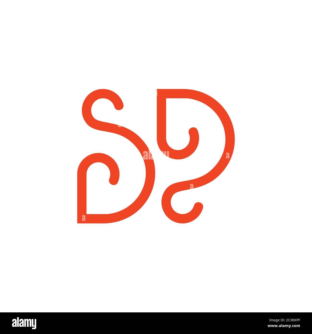 letters sd simple curves line loop design logo Stock Vector