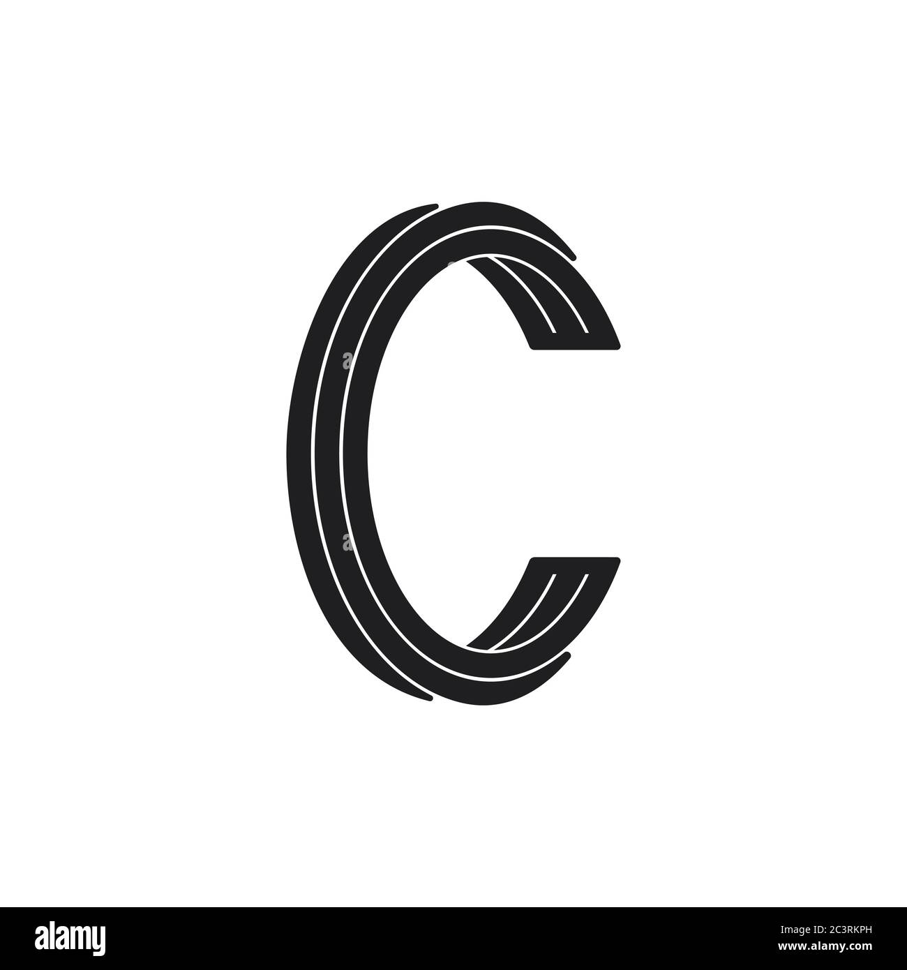letter c stripes 3d simple logo vector Stock Vector