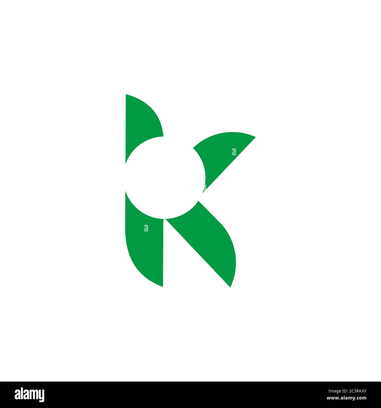 letter k green leaf abstract circle cut design logo vector Stock Vector ...