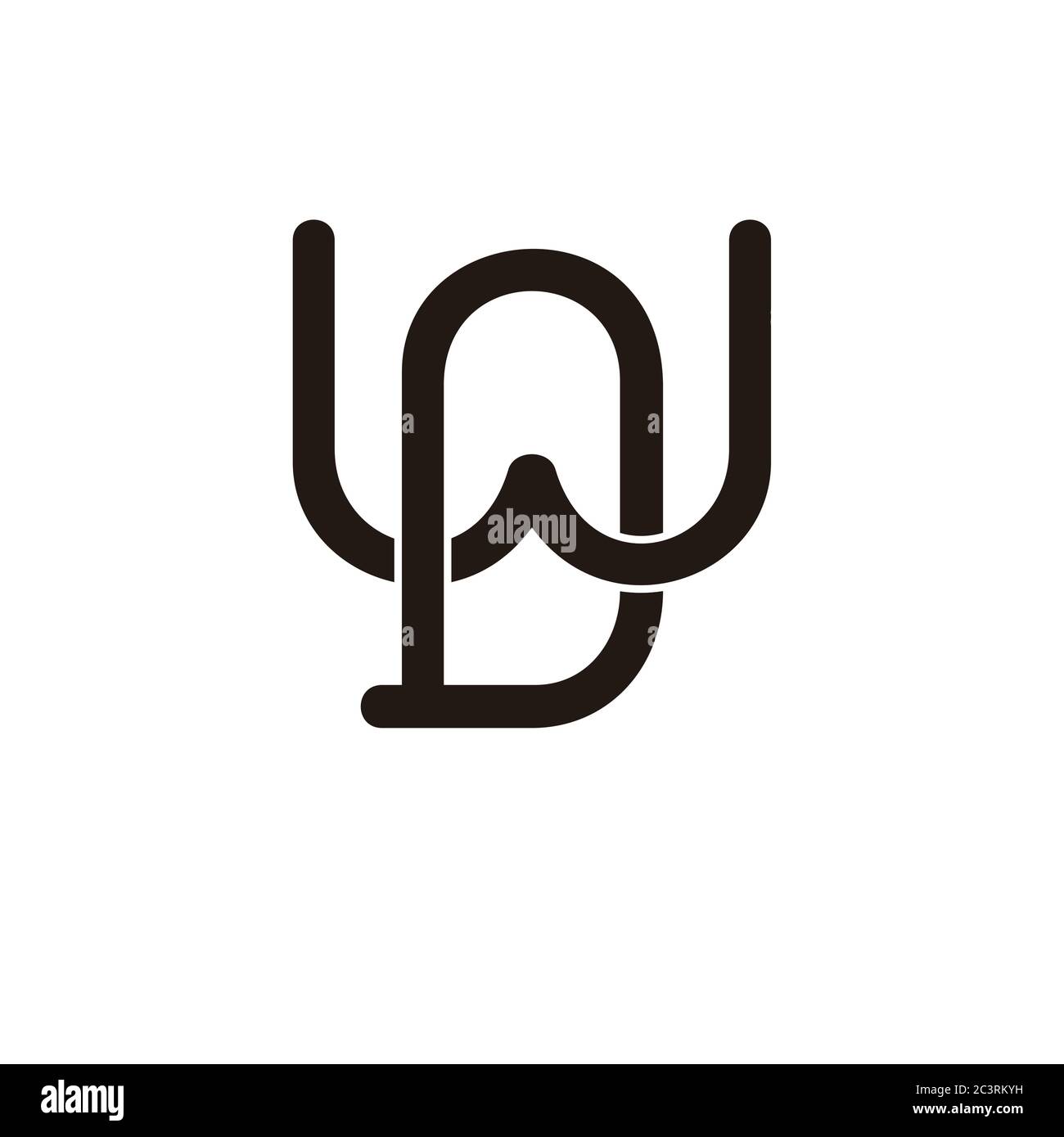 letter wd linked geometric line symbol logo vector Stock Vector