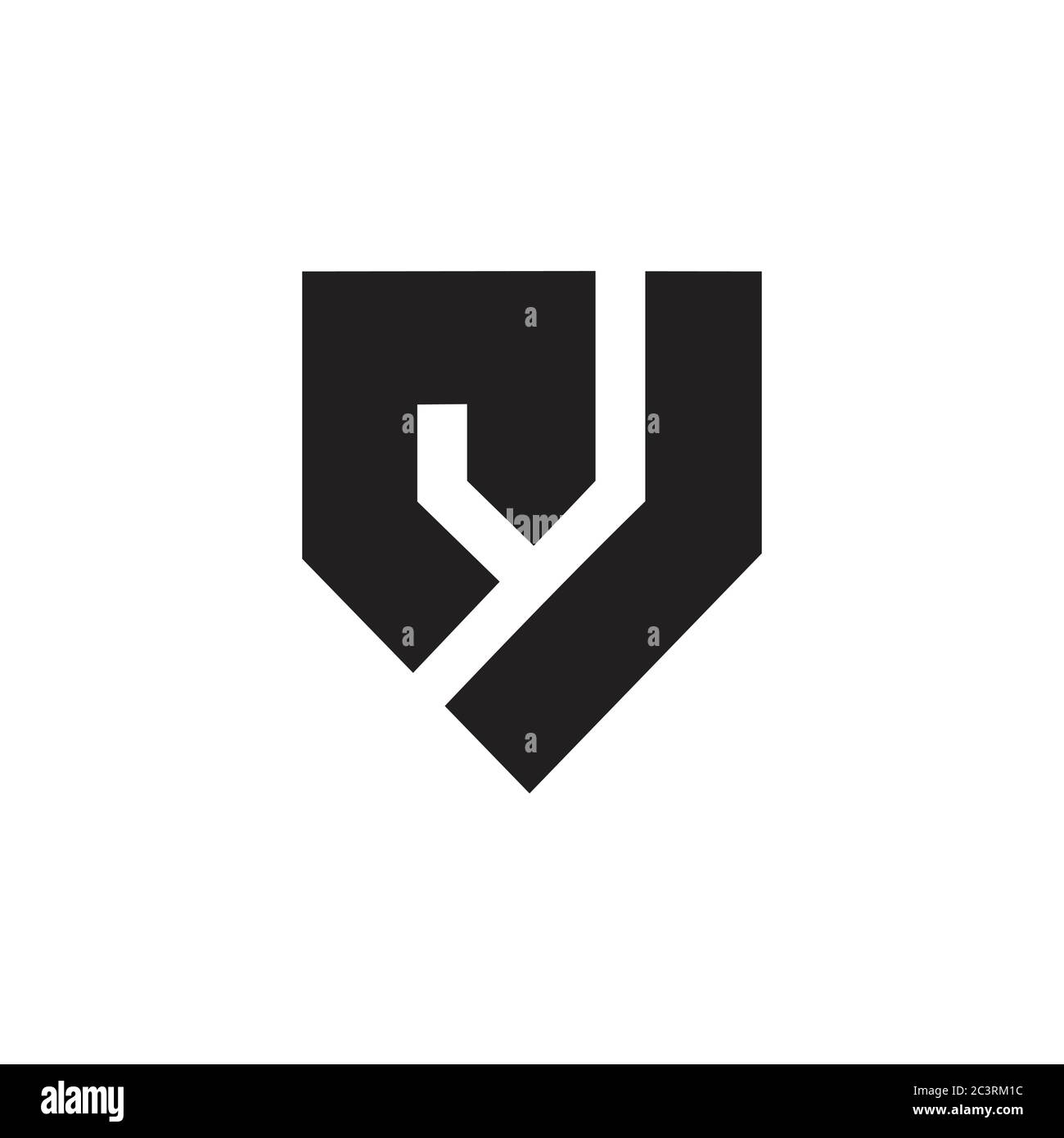 abstract letter nj shield shape geometric logo vector Stock Vector
