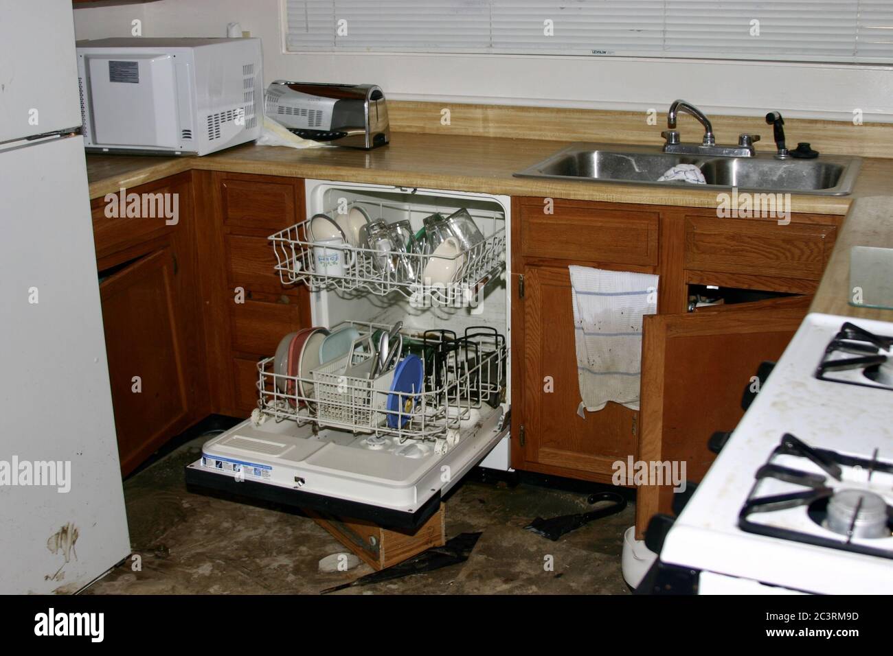 BILOXI, UNITED STATES - Sep 07, 2005: Hurricane Katrina reached kitchen and damaged it. Stock Photo