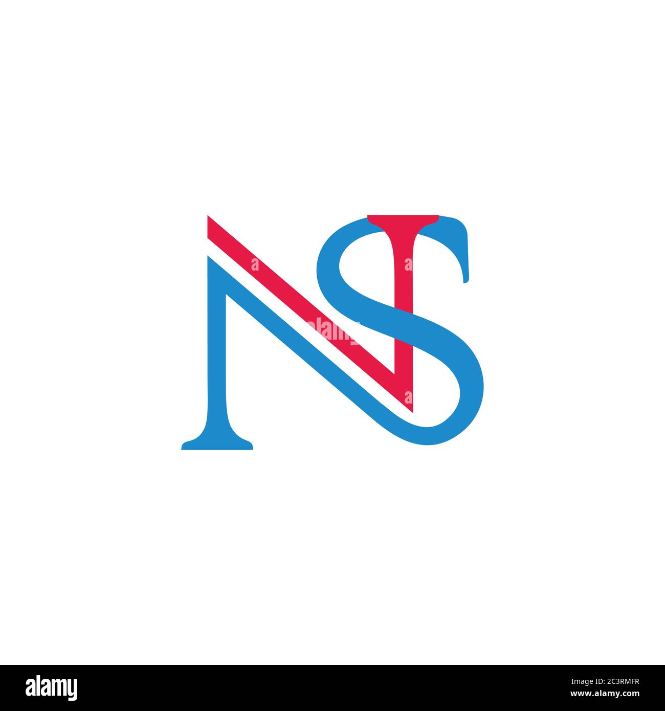 letter ns simple linked colorful symbol logo vector Stock Vector