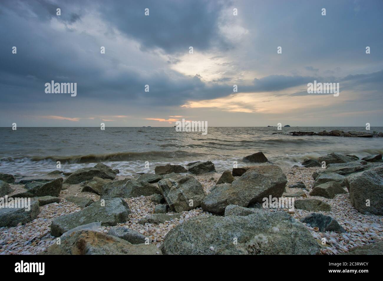 Peaceful Beach View And Waves During Sunset At Jeram Kuala Selangor Malaysia Stock Photo Alamy