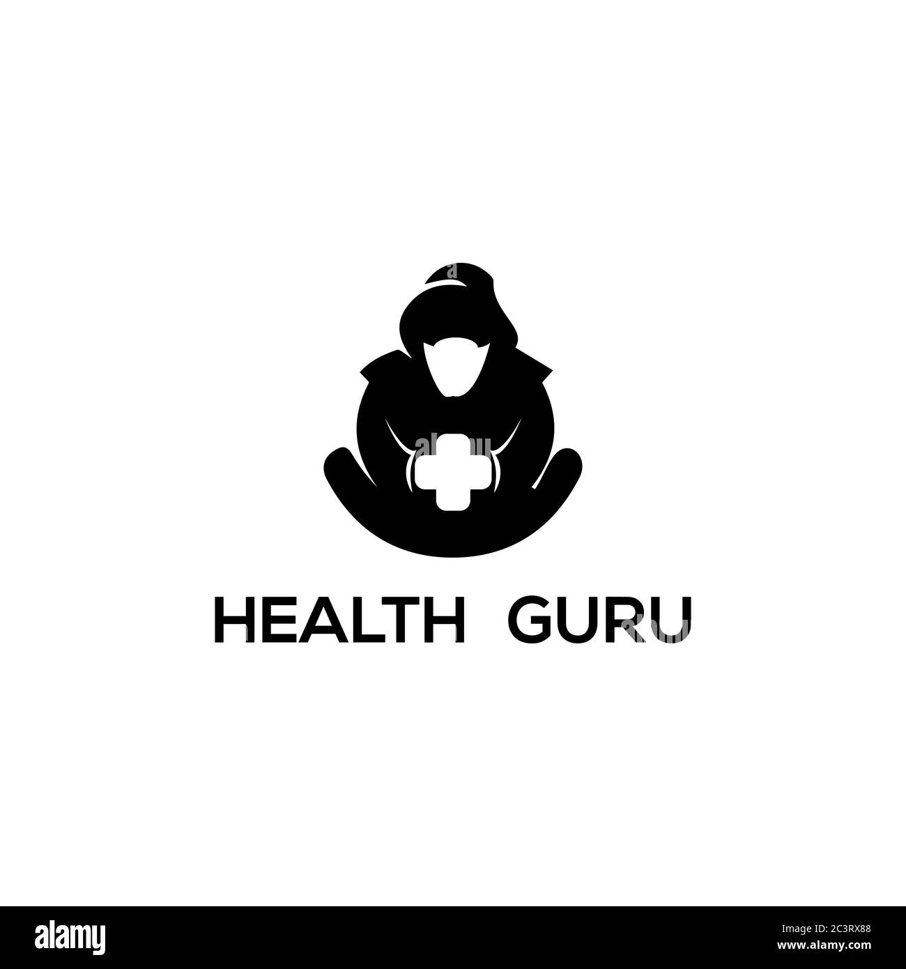 health guru logo vector illustration can use for your trademark, branding identity or commercial brand Stock Vector