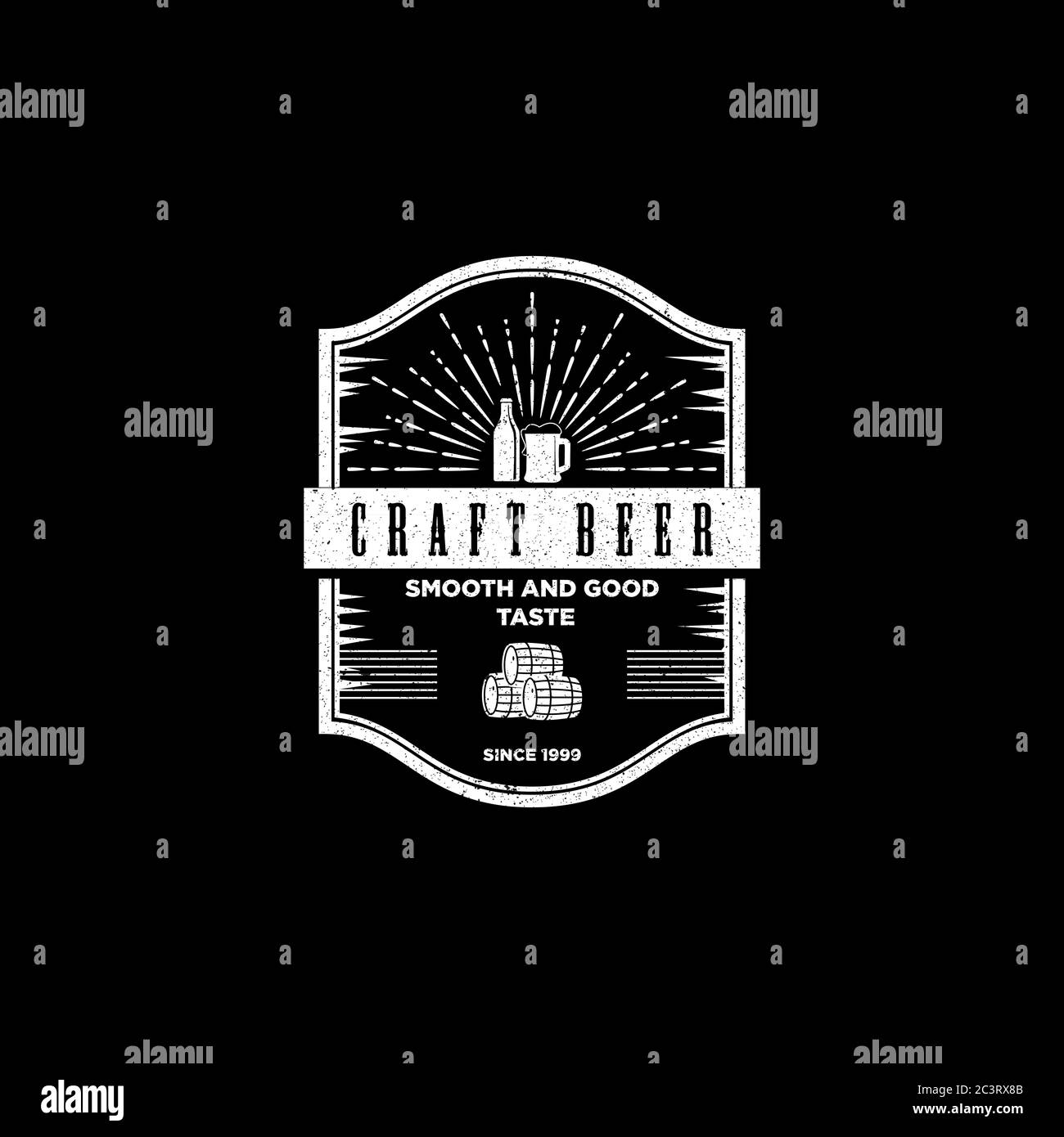 rustic craft beer logo design, vintage pub and bar logo vector Stock