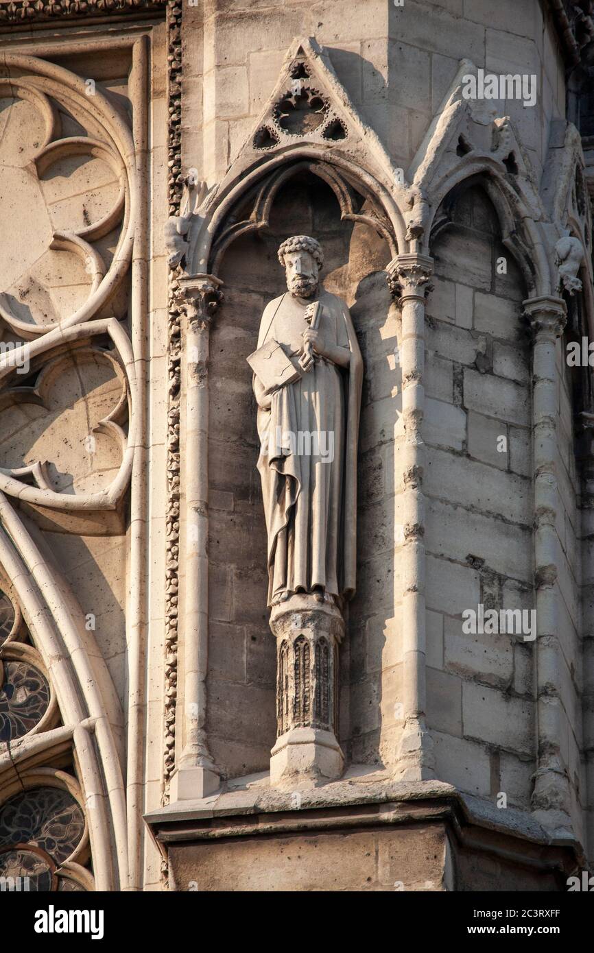 Stone sculptures on Notre Dame cathedral, Paris, France Stock Photo