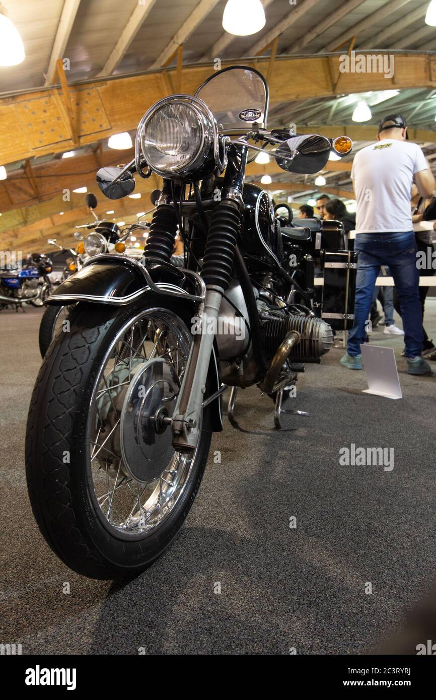 Classic Harley Davidson showroom inside of motoGO fair. This fair happens every two years and gathers fans and enthusiasts of motorcycles in Colombia. Stock Photo