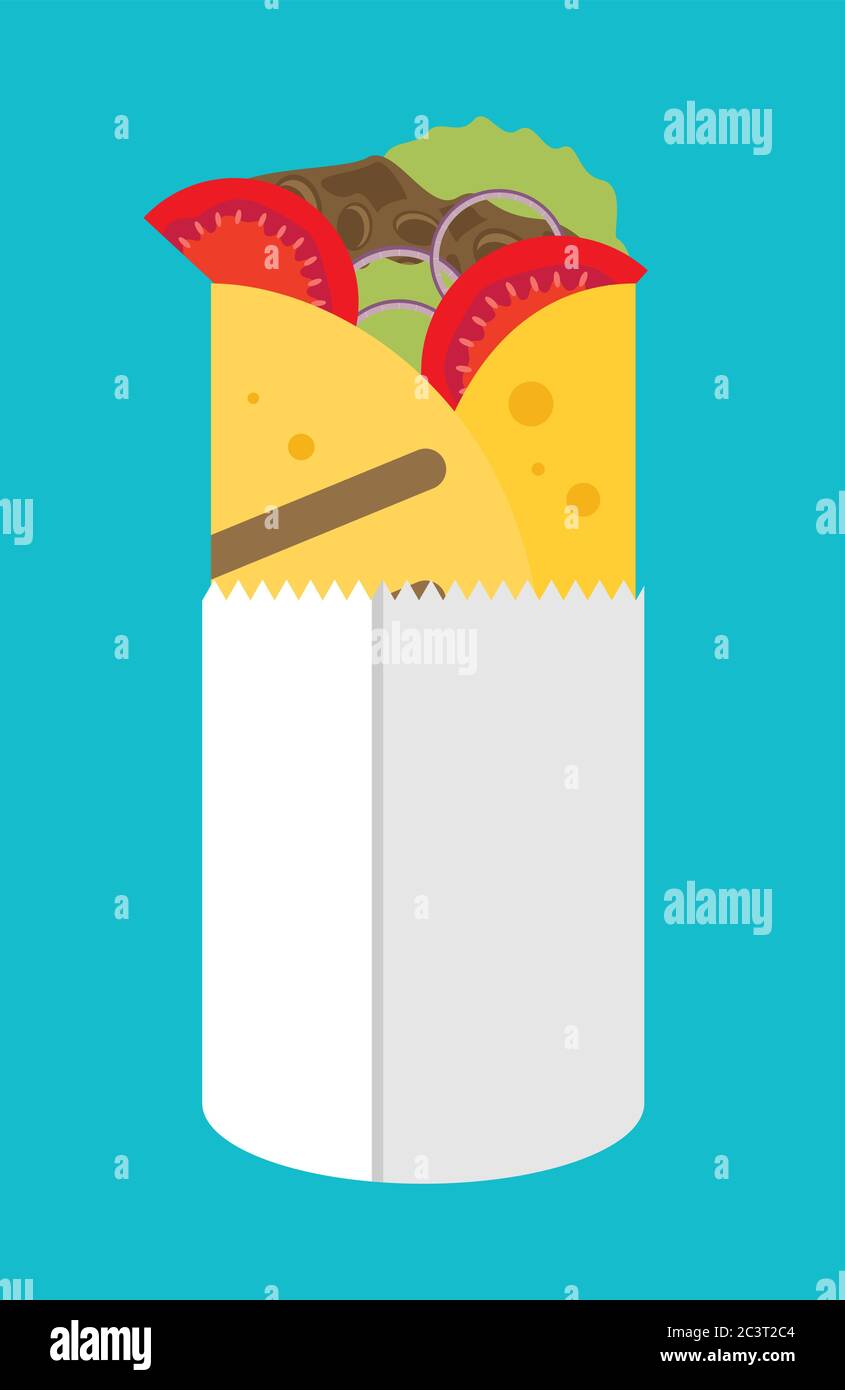Flat design burrito icon. Stock Vector