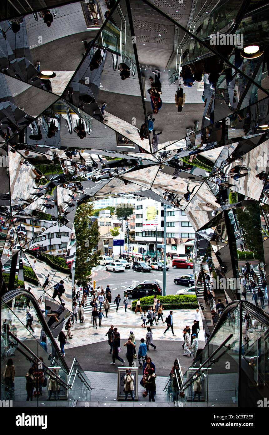 Mirrors game in Tokyu Plaza, Omotesando Avenue building, Shibuya, Tokyo, Japan Stock Photo
