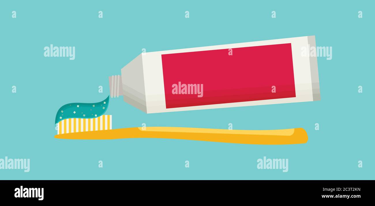 Toothbrush and toothpaste isolated on a flat background vector