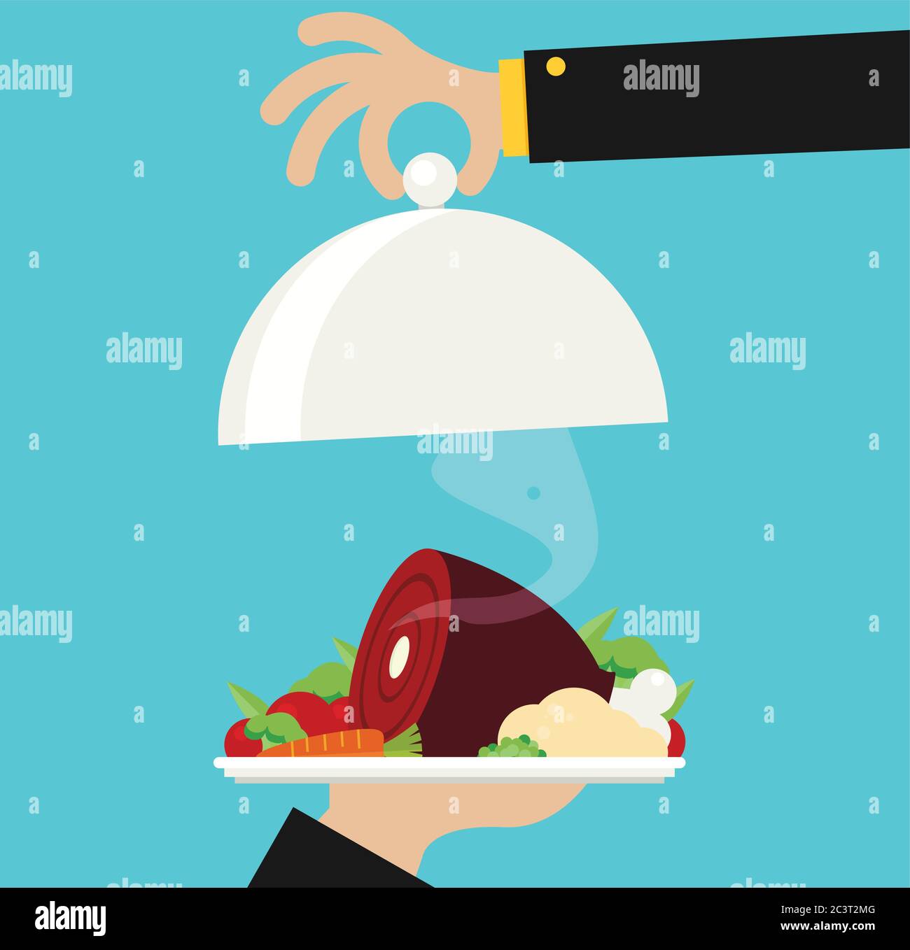 Vector flat illustration with hot cooked meat Stock Vector Image & Art ...