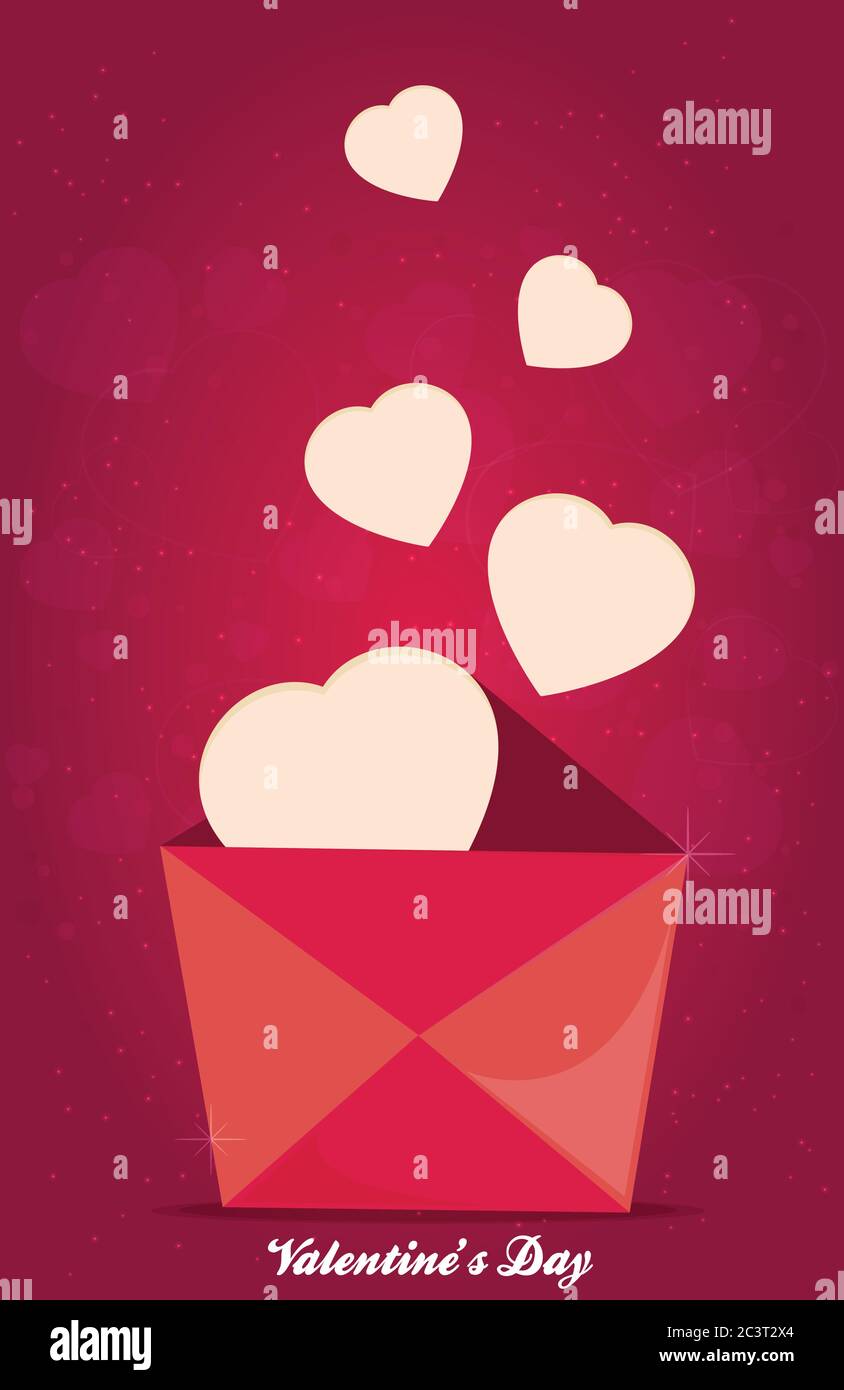 Valentines Day flat. Pink background. Vector illustration Stock Vector ...
