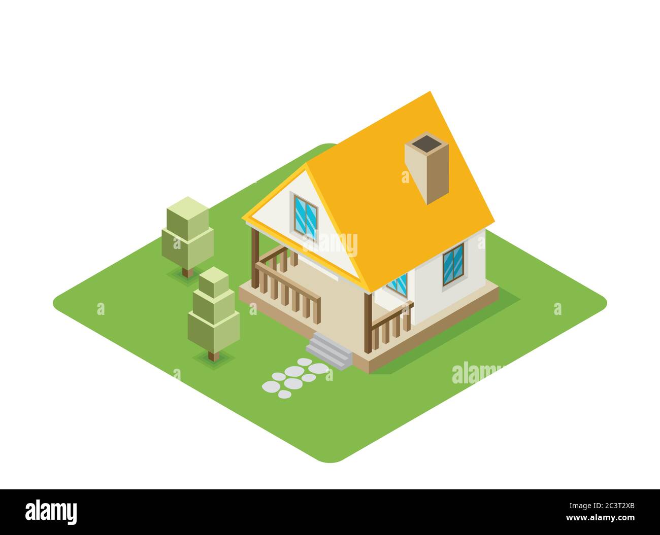 Isolated isomatic small house, Vector Property Set Stock Vector