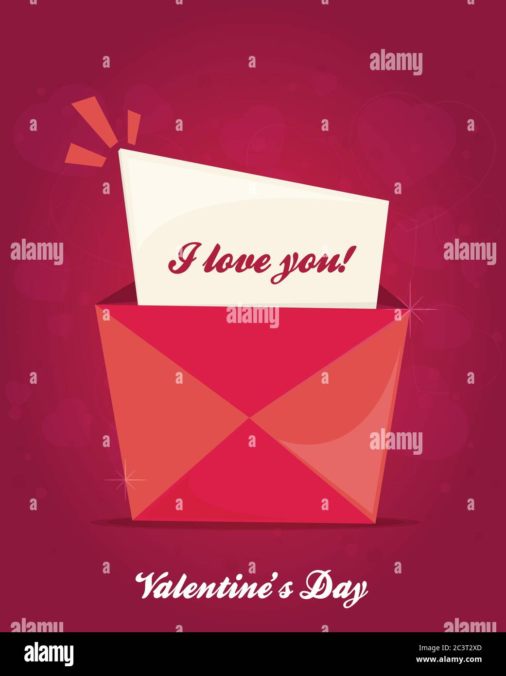 Valentines Day flat. Pink background. Vector illustration Stock Vector ...