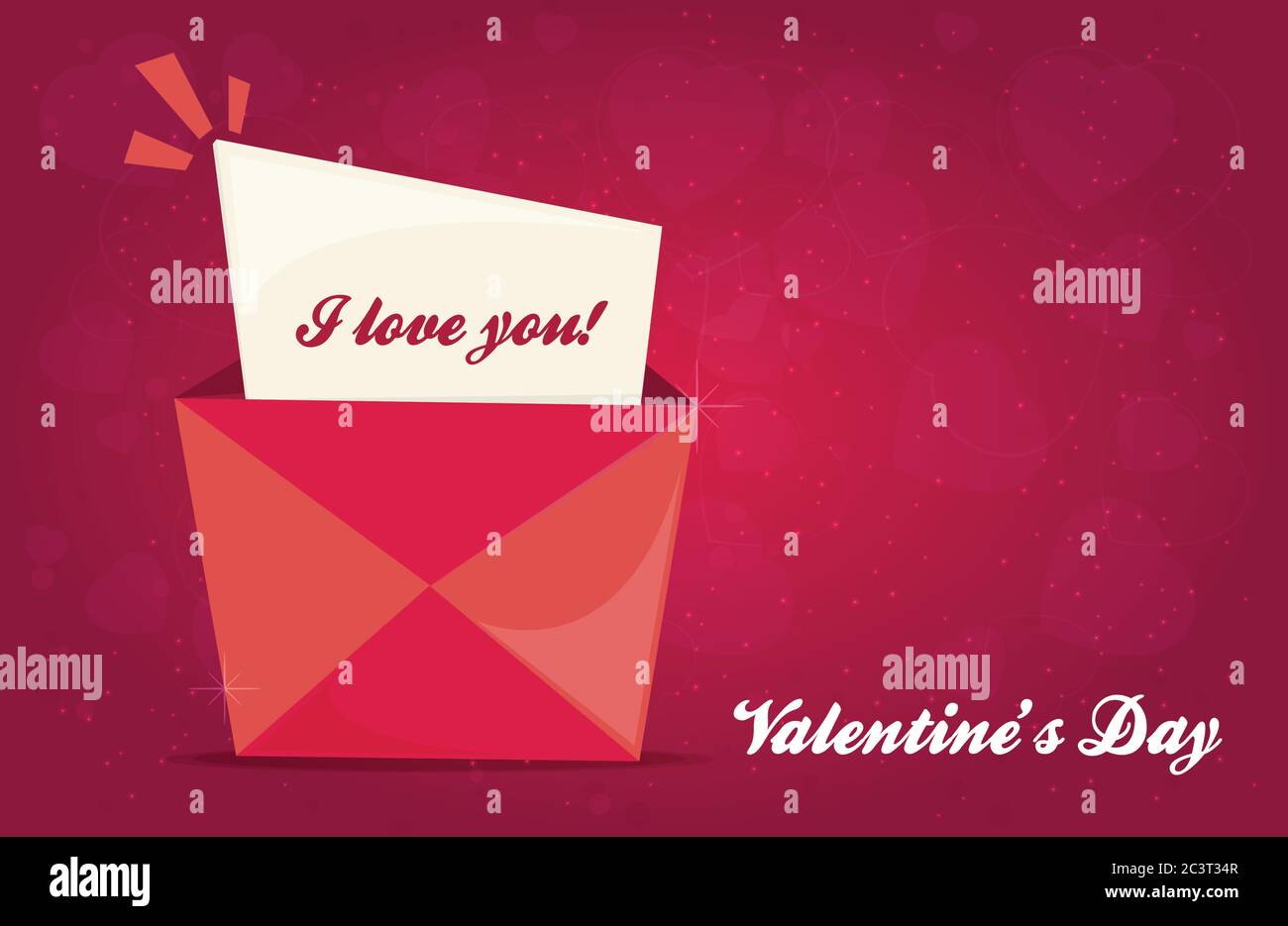 Valentines Day flat. Pink background. Vector illustration Stock Vector ...