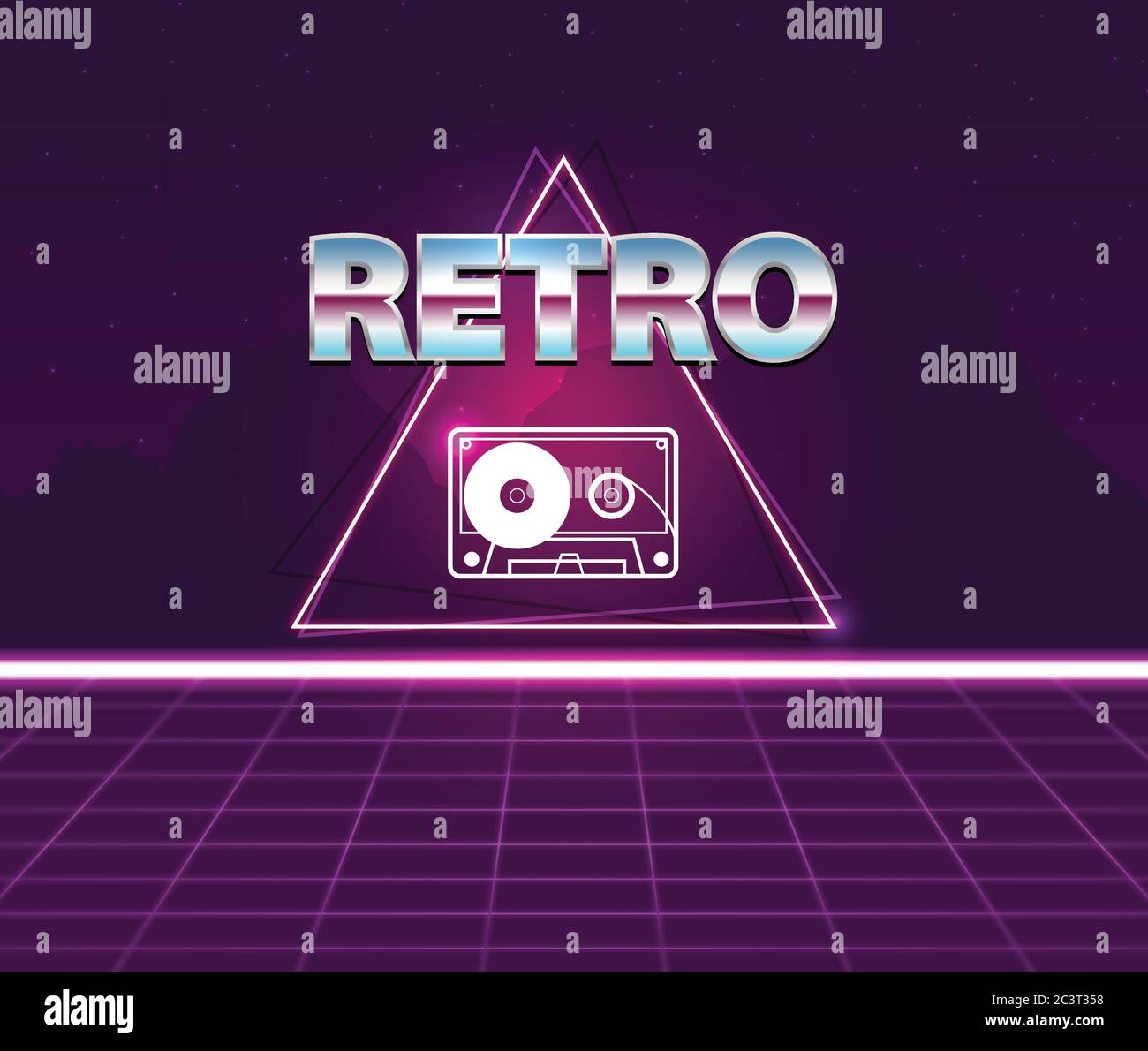 Retro future, 80s style Sci-Fi Background. Stock Vector