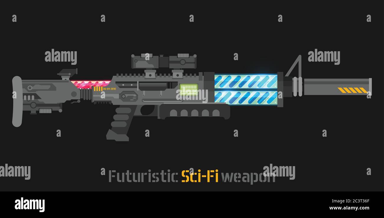 vector pixel art sci fi gun isolated cartoon Stock Vector Image & Art -  Alamy