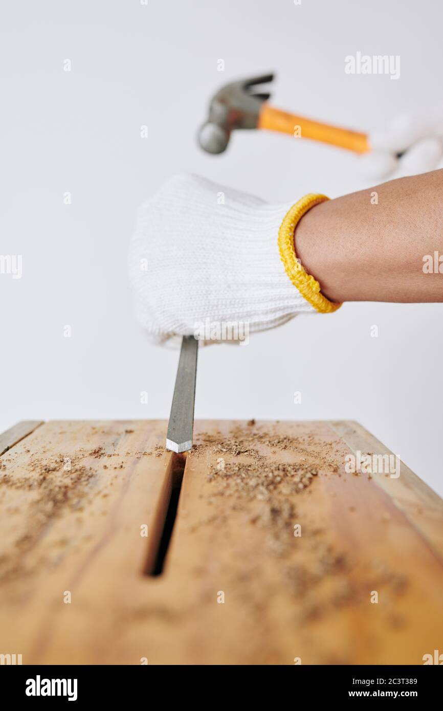 Construction worker using chisel hammer hi-res stock photography and ...