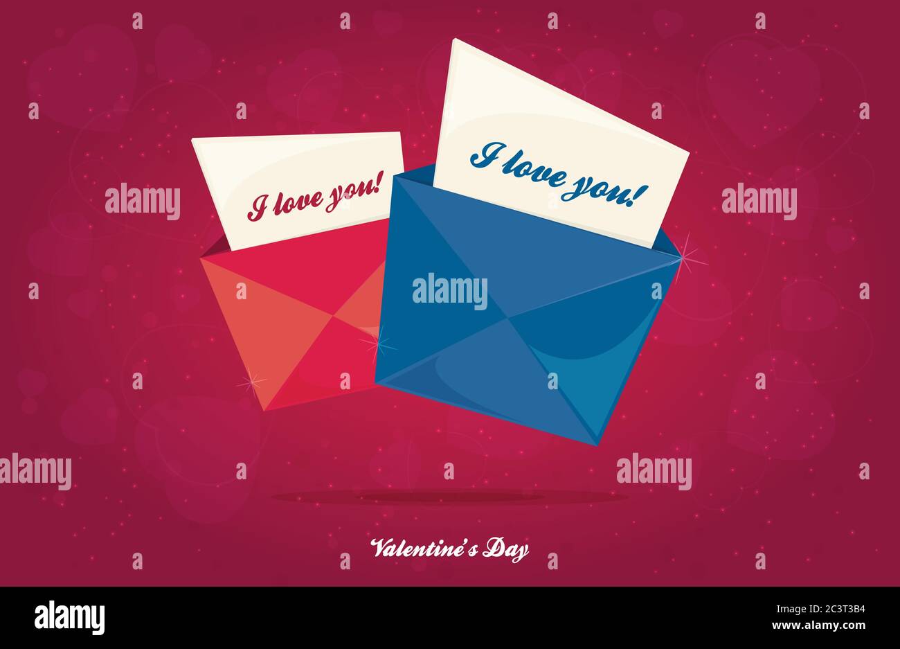 Valentines Day flat. Pink background. Vector illustration Stock Vector ...