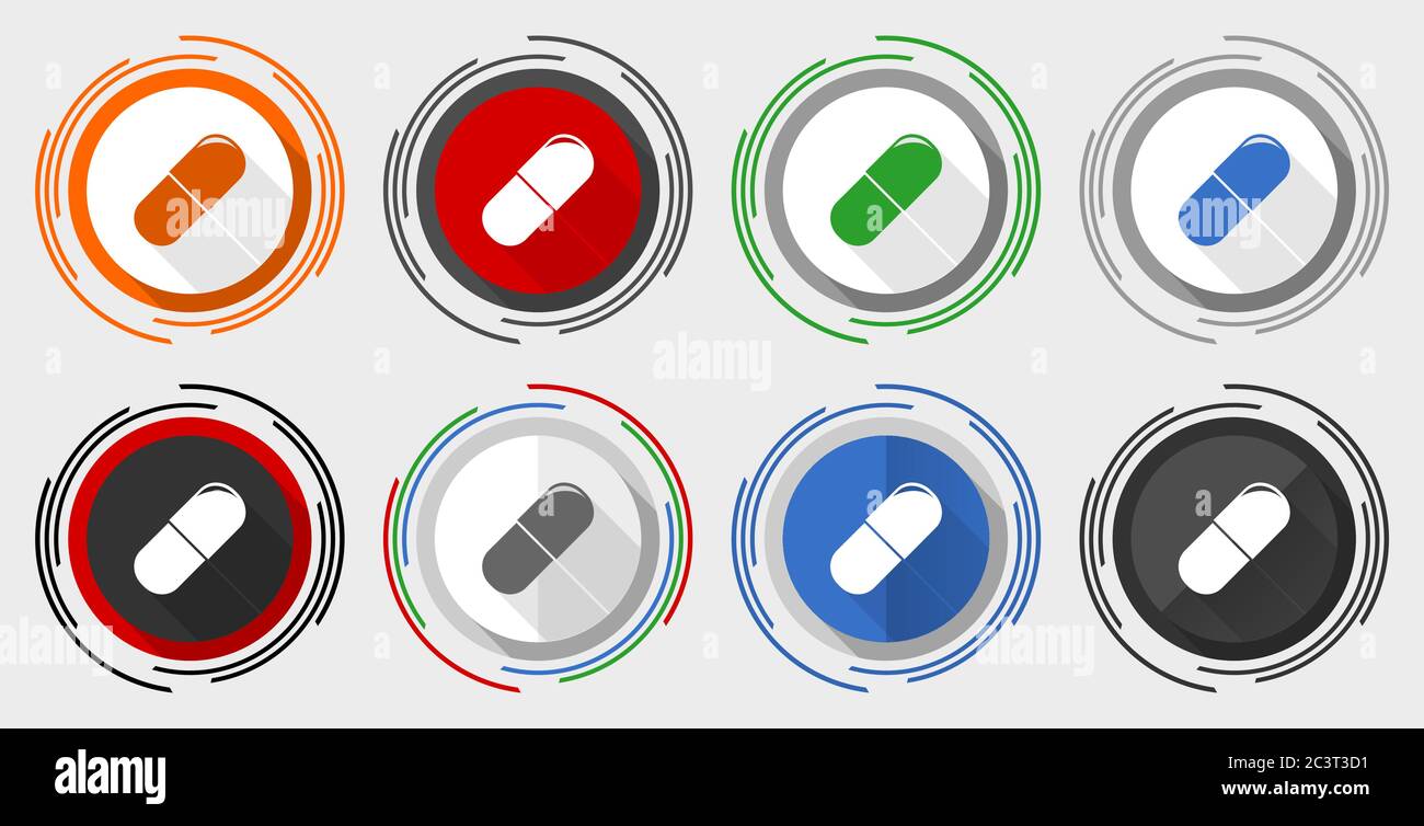 Drugs vector icons, set of colorful web buttons in eps 10 Stock Vector
